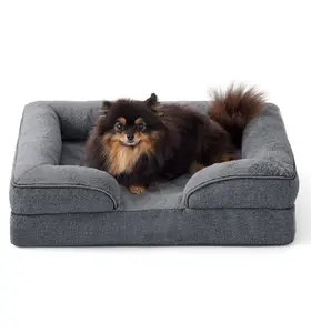 Orthopedic Dog Bed for Large Dogs C-shape Chaise Design with 4-sided 3.5" Side Bolster Egg-Crate Foam Support Waterproof Washable Cover Ultra Soft Fish Scale Plush