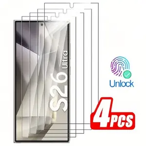 4-Pack HD Tempered Glass Screen Protector, Finger Print Unlock Support, for Samsung Galaxy S26/s25/s24 Ultra, 9h Scratch Resistance