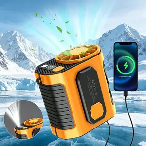 Portable Waist Fan, Rechargeable Body Fan with LED Light, Hands Free Wearable Belt Clip Waist Fans, 5000mAh Battery Cooling Device, Clips & Power Bank, for Camping, Outdoor, Jobsite, Father's Day Gift