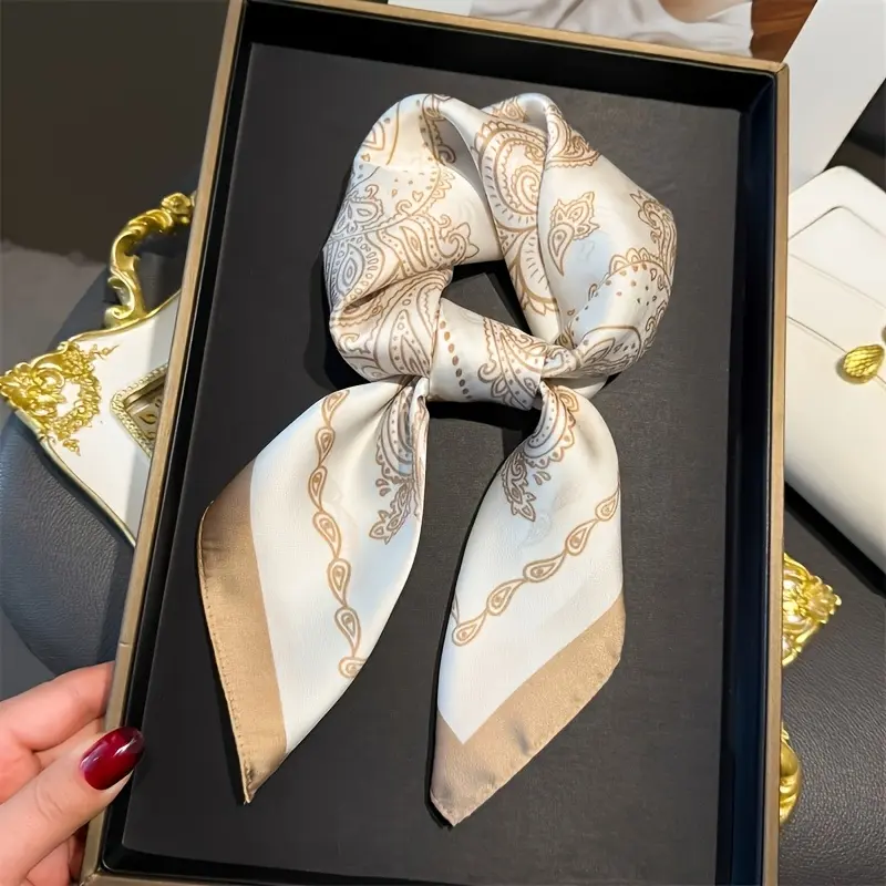 Women’s scarf, women’s headscarf, handkerchief, elegant square scarf—suitable for weddings, parties, art dates, outings/travel, and as a gift for women.