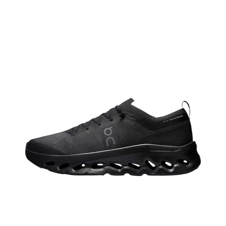 Lightweight Unisex All Black Training Sneakers With Box | Breathable Mesh, Hollow Wave Cushion Sole, For Gym Running Streetwear