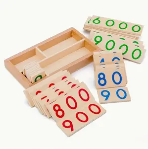 Montessori Small Number Cards with Box (1-9000), Wooden Math Number Counting Manipulative Toys, Basic Math Games Preschool Learning Educational Materials for Toddler Kids 3 4 5 Years