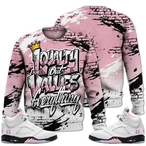 Soft Pink 35th Anniversary 5s Sweater, Sweatshirt Values Of Loyalty Drip Outfits Streetwear Unisex Sneaker Matching Tees Fabric Menswear Acrylic Hoodie