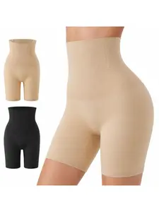 Women's High-Waisted Seamless Solid Leg Shaping Shorts - Abdominal Shapewear, Belly Tightening, Body Shaping, Lifts & Shapes Hips, Breathable, Invisible Fit with Built-in Crotch for Everyday Wear