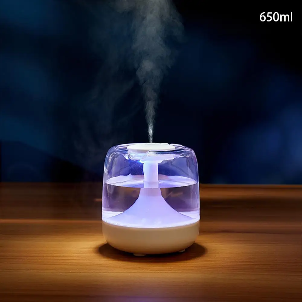 650ml Clear Air Humidifier, USB Powered Desktop Air Humidifier with 7-color Night Light, Household Electric Appliances for Living Room, Bedroom, Offic
