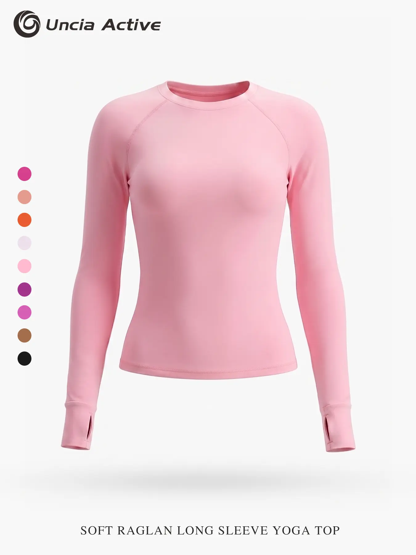 Uncia Active Women Raglan Long Sleeve Yoga Top With Thumb Holes, High Quality Soft Skin-Friendly Stretch Athletic Workout Shirt, Slim Fit Moisture Wicking Sports Top for Gym Pilates Daily Wear, Multiple Solid Matching Colors