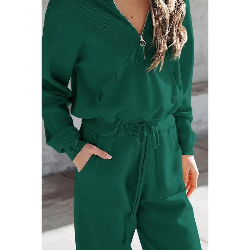 Women's 2 Piece Sweater Set Pullover Zip Up Sweatshirt Jogger Sweatpants Tracksuit Casual Outfit : Clothing, Shoes & Jewelry