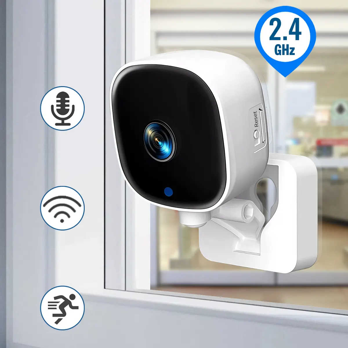 WiFi Indoor Home Security Camera, Motion Detection & Alert, Two-Way Audio, Dual Storage Options, Simple Setup, Person Detection, 24/7 Recording for Home Apartment Safety