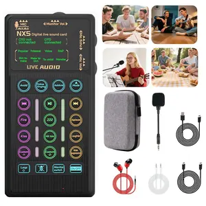 Portable Handheld Live Streaming Digital Sound Card Set, Voice Changer Device, Microphone Kit, Audio Mixer, Audio Interface for Podcasts, Broadcasting, Gaming