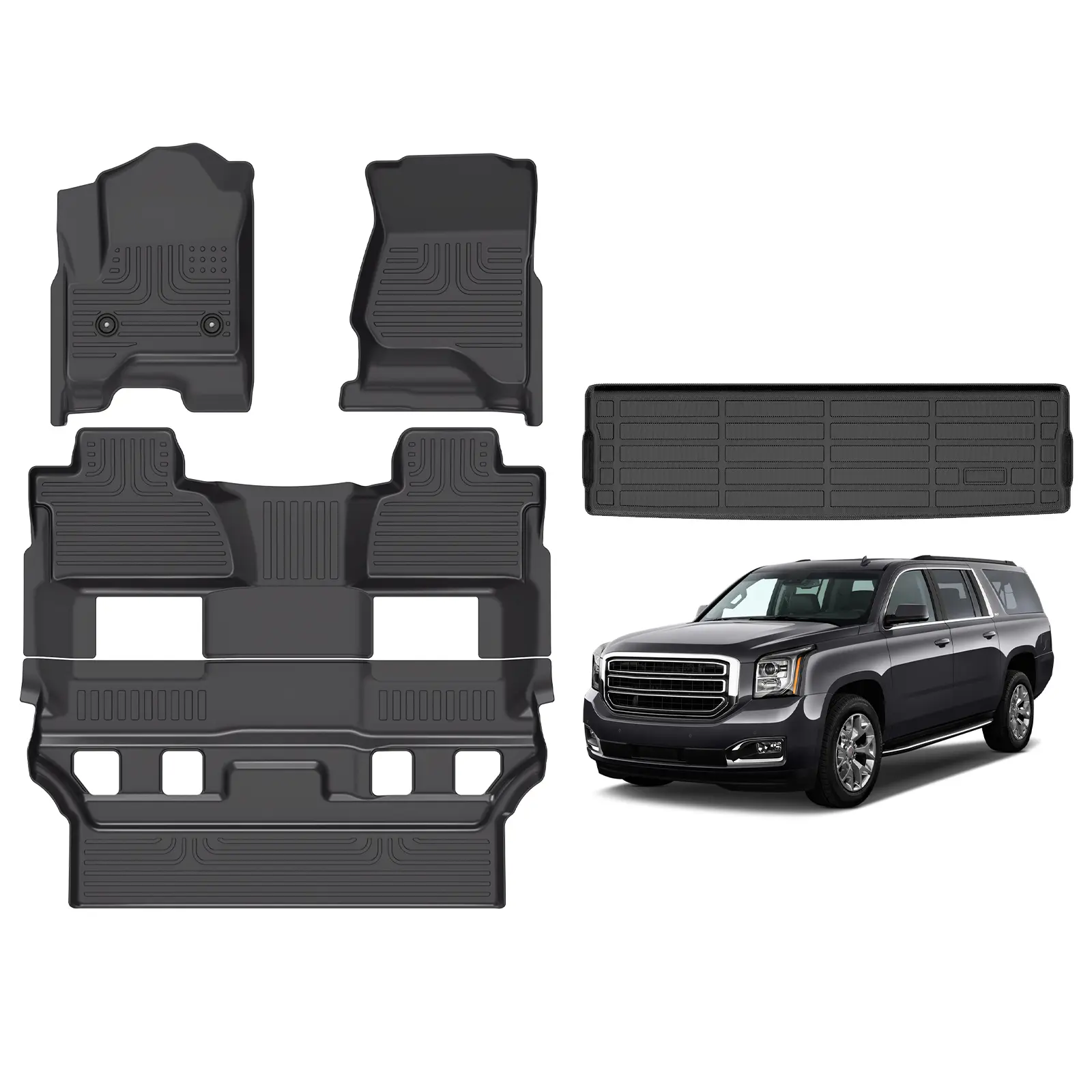 Depituu For Chevy Tahoe & GMC Yukon 2015-2020 (Only 7 Seats Not for XL) Floor Mats & Cargo Liners, All Weather Floor Mats,Waterproof Anti-slip Durable Floor Mats Car Accessories Autos Protector Automotive,auto accessories,car essentials,Chevrolet