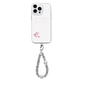 TK's New Launch White Protective Phone Case with Hanging Rope Decoration for iPhone 11-15 Shockproof Casing with Built-in Lanyard Hole for Secure Carrying Protection Personalized Smartphone Cellphone