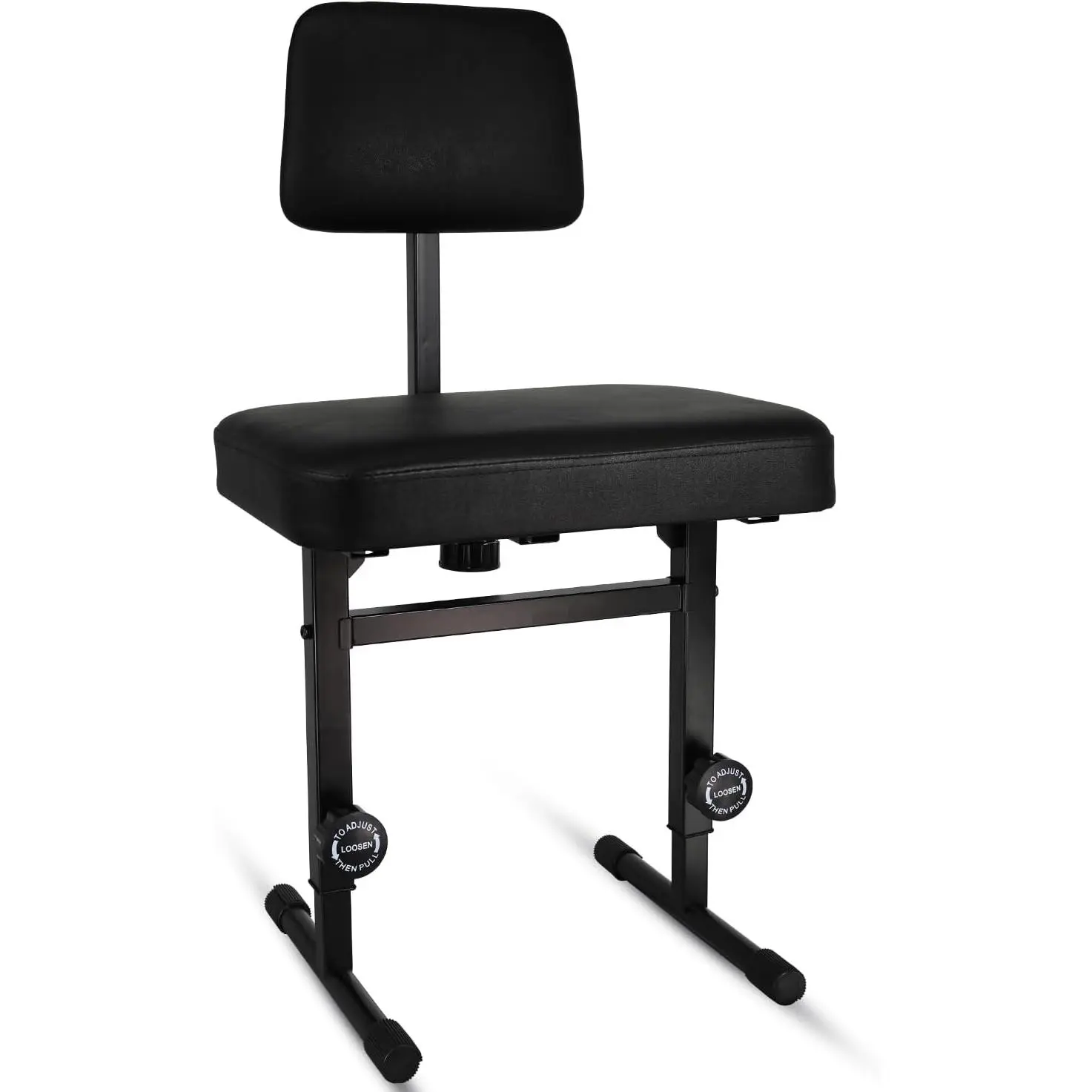 5 CORE Unisex Metal Alloy Piano Bench with Backrest, 3 in Sponge Padding, Adjustable Stool for Musicians, Music Keyboard Seat - PNB B-Rest BLK