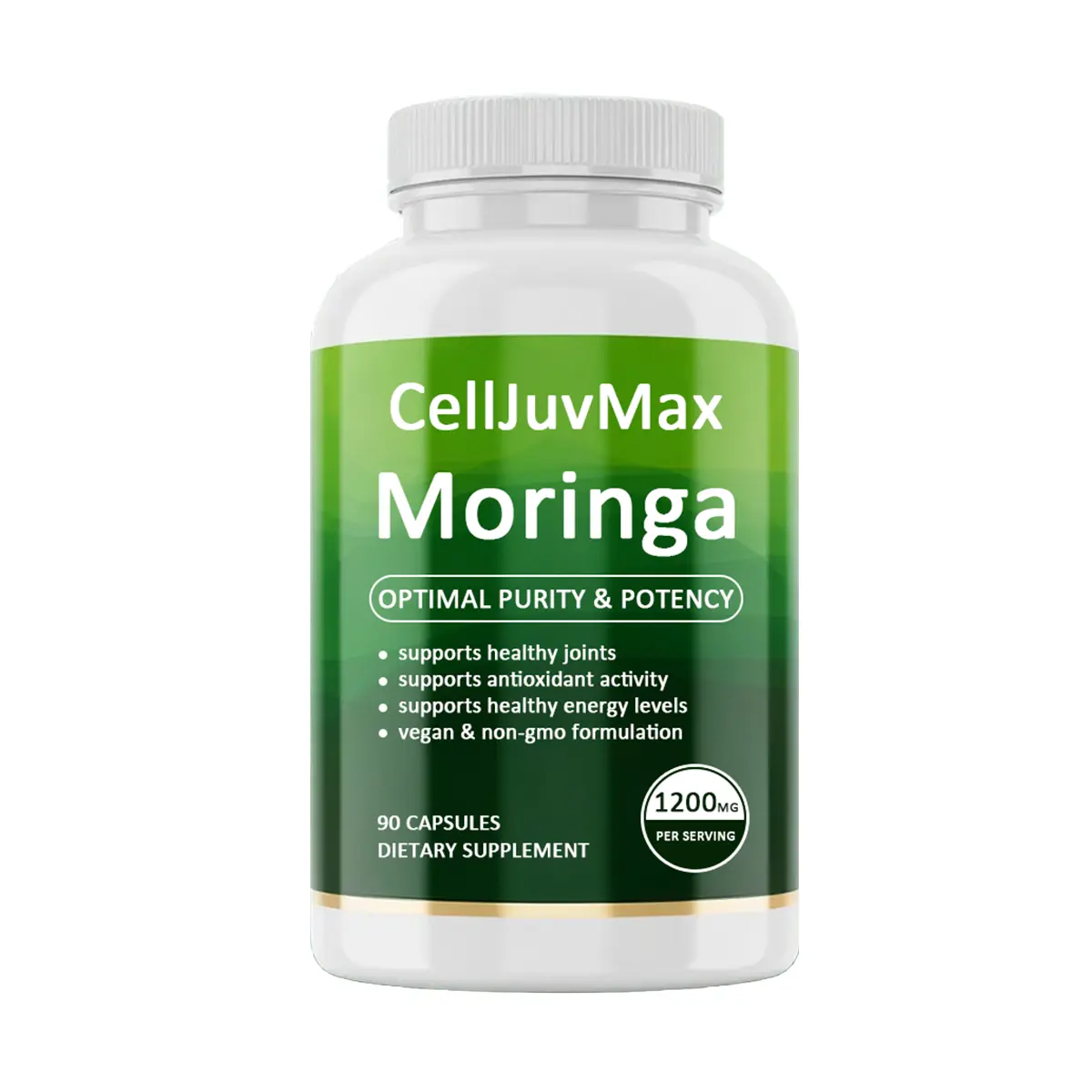 Moringa Capsules 1200mg - Natural Moringa Powder for Boosting Immunity & Digestive Health, 90 Capsules