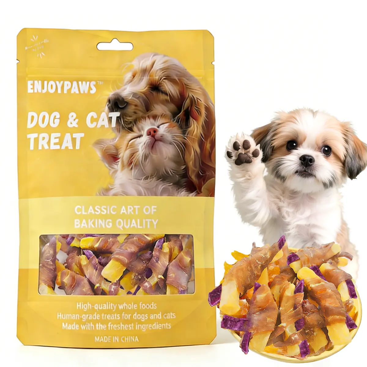 Dog Dental Chews, Chicken-Wrapped with Sweet Potatoes & Purple Sweet Potatoes, Classic Baked Quality Training Treats for Dogs