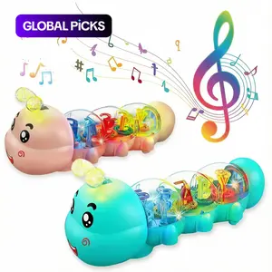 Crawling Toy, Caterpillar Tummy Time Toy with Lights and Music, Early Educational Alphabet and Number Interactive Toy for Parent-Child Games