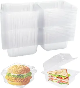 100 Count Clear Plastic Containers with Lids,Plastic Hinged Take Out Containers Clamshell Takeout Tray Food Clamshell Containers for Cake Slice, Dessert