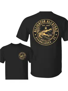 Vintage Alligator Alcatraz Print T-Shirt, Oversized Loose Fit, Heavy Cotton, Casual Summer Top, H-Type Silhouette, Long Sleeveless