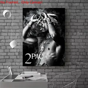1 piece/set frameless canvas painting print poster, Popular hip-hop culture Characters realism art, Artistic, 2Pac Smoking Portrait, a perfect gift for Rap Music loves, ideal for bedroom, living room, kitchen, wall decoration, room decor, Canvas Prints