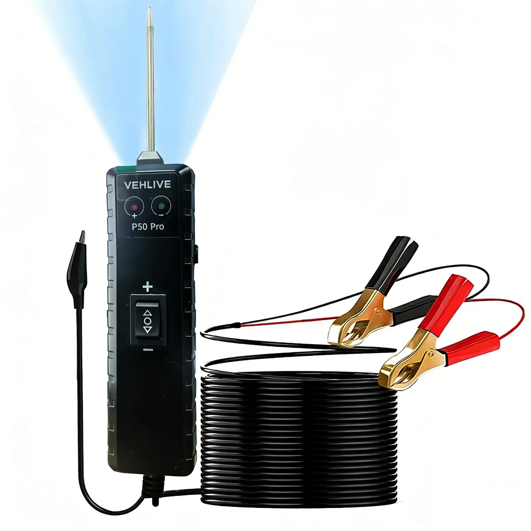 VEHLIVE P50 Pro Power Circuit Probe Tester, 6-24V DC Automotive Circuit Tester | Test Light, Power/Ground Check, Component Activation, Polarity & Continuity, Dual LEDs, Short Finder, Overload Protection
