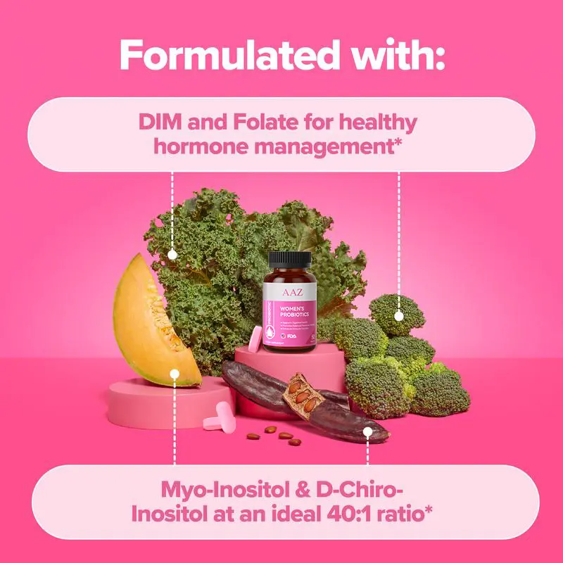 Hormone Balance Cycle Support Vitamins by FLO:Supplement for Women with Myo- Inositol D-Chiro-Inositol (40:1 Ratio),DIM,and Folic Acid