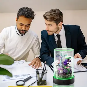 Fish Tank Starter Kits, Acrylic Transparent Betta Fish Tank Kit With Filter, 6 Colorful Led Light Self Cleaning Fish Aquarium Kit For Aquatic Pet