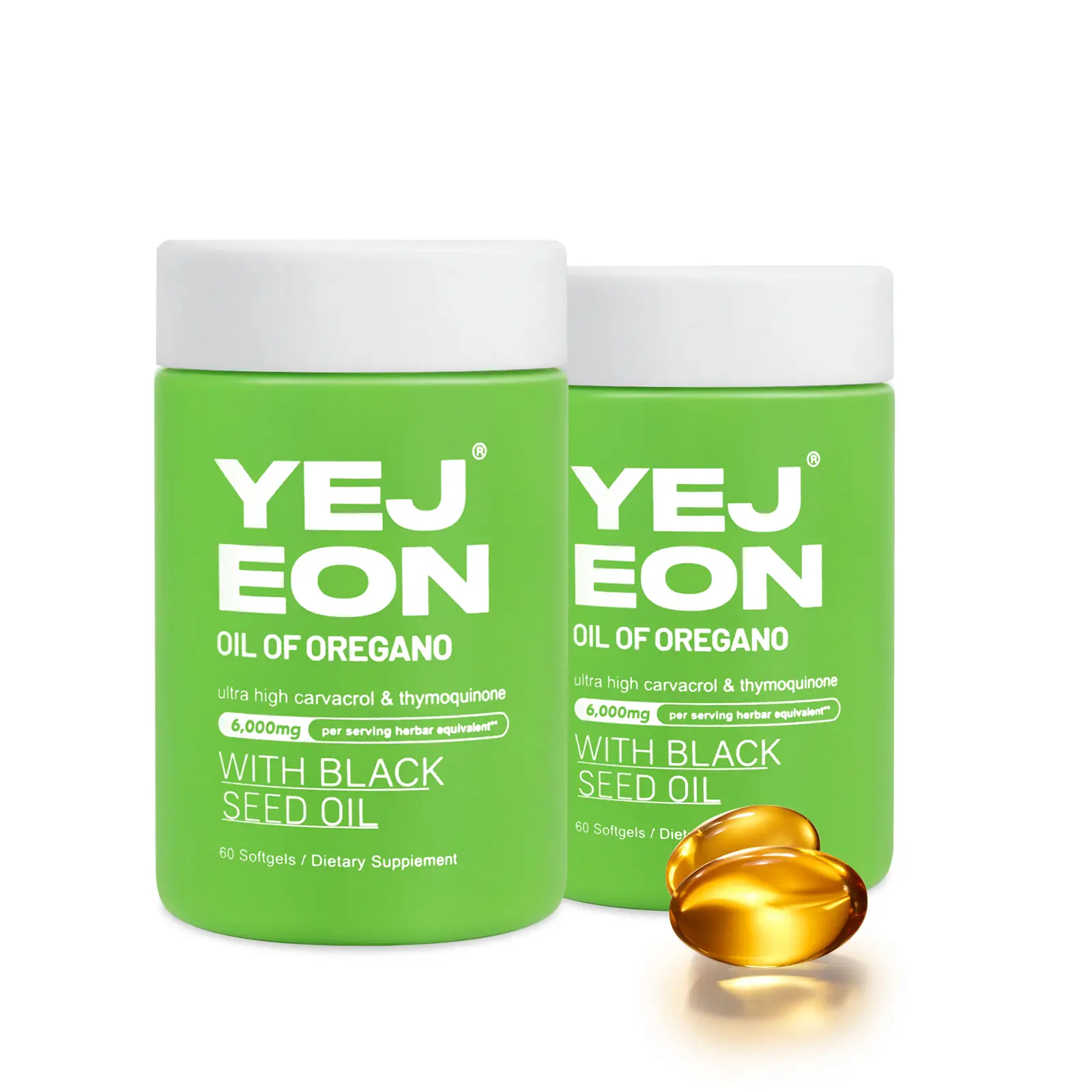 YEJEON Oregano Oil with Black Seed Oil—Immune Repair, Detox, Anti-Inflammatory, Eases Bloating — 60 Softgels