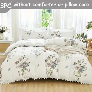 Floral Print Duvet Cover Set, 1 Count Duvet Cover & Pillowcase without Filler, Soft Comfortable Bedding Set for Home Bedroom, Machine Washable Duvet, Breathable Duvet Set