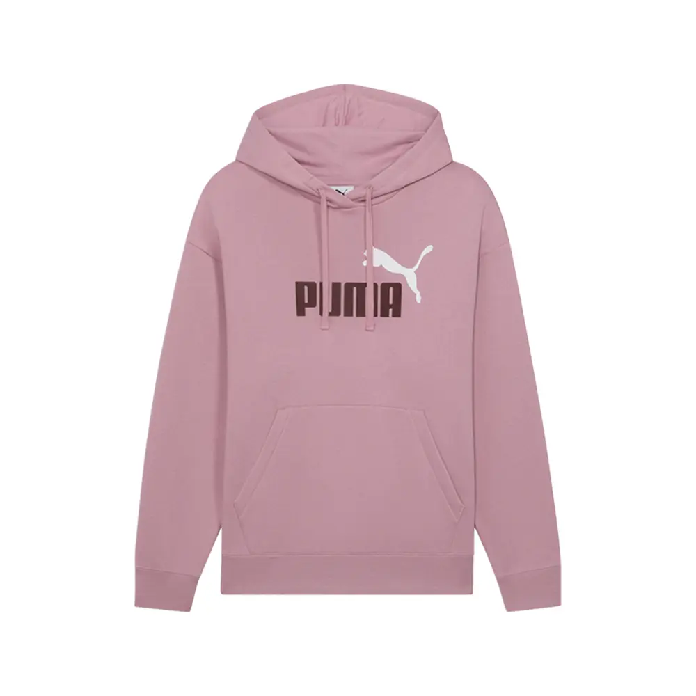 PUMA Womens Essentials 2 Tone Logo Fleece Pull Over Hoodie Casual Outerwear Casual - Pink