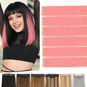 6PCS 6Clips Clip In Human Hair Extensions Lightweight Hairpiece Perfect For Thinning Hair Fill & Face Framing