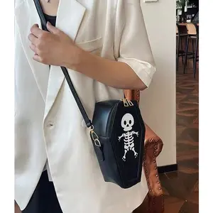 Personalized funny skeleton small square bag, new trend women's shoulder bag, diagonal cross bag, niche women's bag