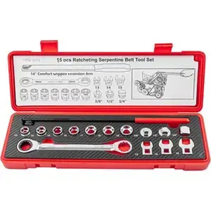 15- Universal Serpentine Belt Tool Set, Ratcheting Serpentine Belt Tensioner Tool Kit