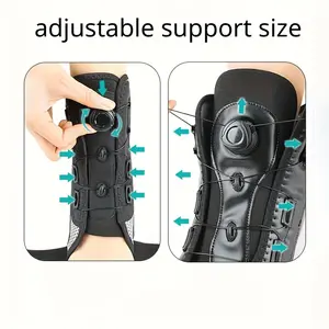 Adjustable Rotating Ankle Brace with Spring Support & Heel Protection - Breathable Polyester -Grade Stability Splint for Sports Injury Recovery, Black/Gray Athletic Ankle Stabilizer