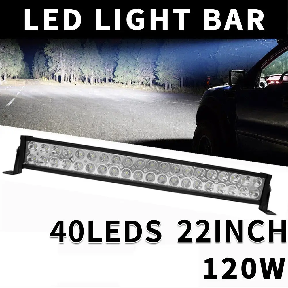 22 Inch 120W Led Light Bar, Flood Spot Combo Work Light Driving Lights Fog Lamp Offroad Lighting for SUV Ute ATV Truck