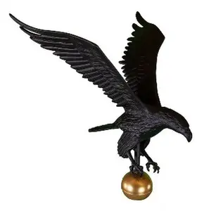 Satin Black Large Flagpole Eagle Decoration, Aluminium Winged Hand-Mounted Garden & Home Improvement Accessory