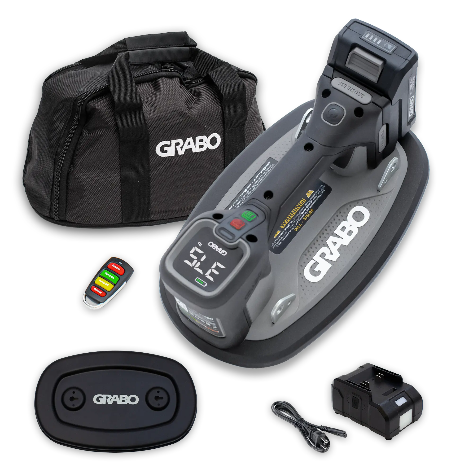 GRABO Pro Brushless Cordless Vacuum Gripster 375 lb with Wireless Remote