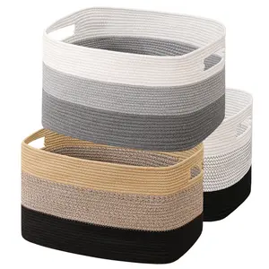 Large Capacity Woven Storage Basket, Rectangular Desktop Organizer Bin, Handled Laundry Hamper, Durable & Versatile Design