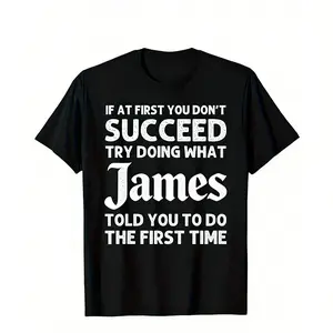Unisex 1pc James Name Humor Graphic Menswear Top - Funny Quote 180g Heavyweight Black Cotton Round Neck Shortsleeve Tee, Loose Fit Casual Streetwear, Foldable Double Print, Vintage Metalcore Style, Ideal Birthday & Festival Gift