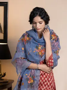 French Vintage Watercolor Floral Print Scarf, 70x180cm, Fashionable Boho Hijab, Muslim Headscarf, Commute Travel Decorative Wrap