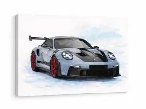 Porsche 992 GT3RS Watercolor Canvas Wall Art – Modern Car Wall Decor, Sports Car Painting Print 12 x 18 in