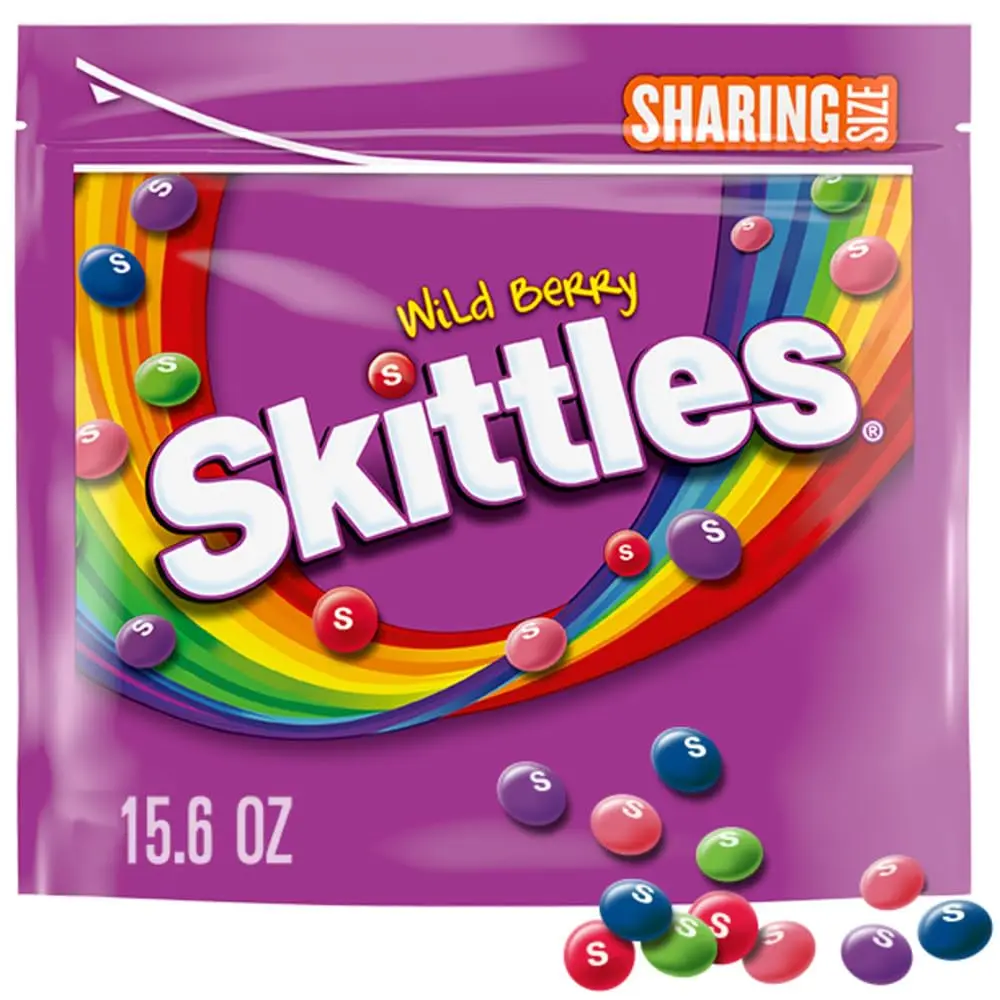SKITTLES Wild Berry Flavor Chewy Candy, 15.6 Oz Resealable Share Size Bag, Ideal for Parties, Movie Night Snacks & Candy Dishes