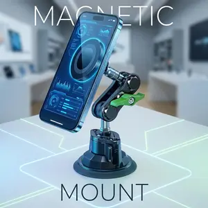 Magnetic Car Phone Holder Mount, 360 °   Adjustable Strong Suction Cup Phone Mount for Dashboard Windshield, Universal  Hands-Free Phone Stand for iPhone Android