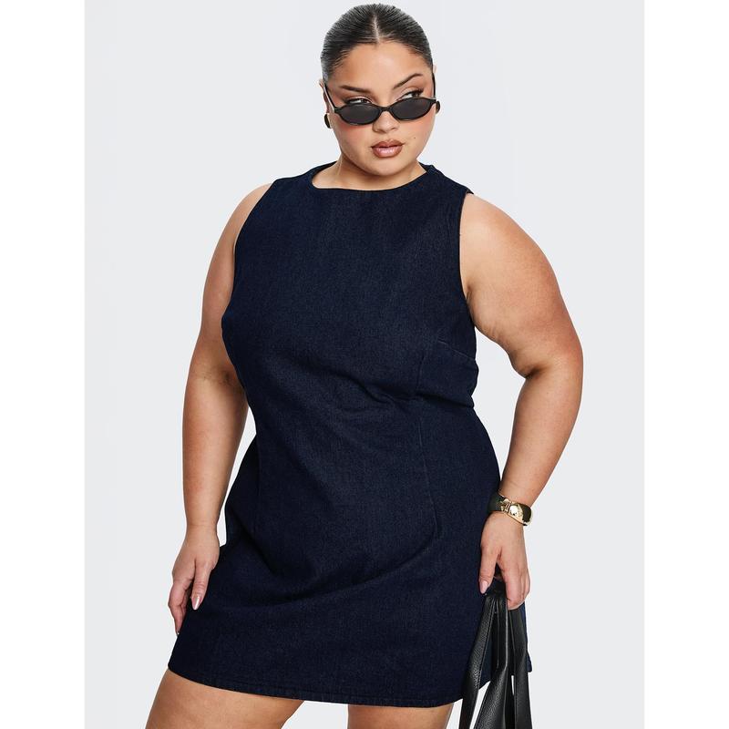 Ainsleigh Shift Denim Playsuit Dark Wash Curve