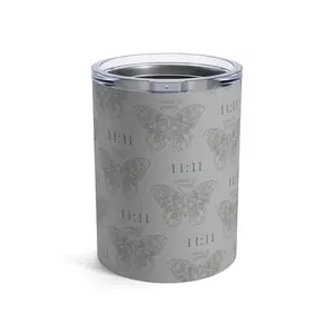 Grey Tumbler 10oz, Angel Number 1111 Change is Coming, Numerology Gift, Positive Energy Cup, Manifestation Gift, Law of Attraction Gift