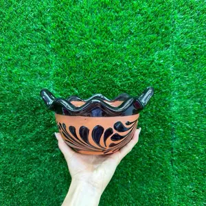 Relieve Cazuelita Salsera Grande Multiuso 1 Litro color Terracota Negro Only Sets.