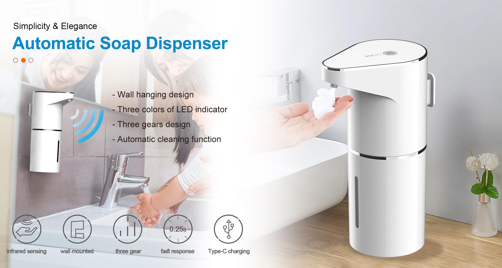 Automatic Foaming Soap Dispenser, 13oz/350ml White Touchless Foam Hand Soap Dispenser with 3 Foam Levels Wall-Mounted & Countertop Design Type-C Rechargeable for Kitchen Bathroom Utensils Automatic Foaming Soap Dispenser, 13oz/350ml White Touchless Foam Hand Soap Dispenser with 3 Foam Levels Wall-Mounted & Countertop Design Type-C Rechargeable for Kitchen Bathroom Utensils
