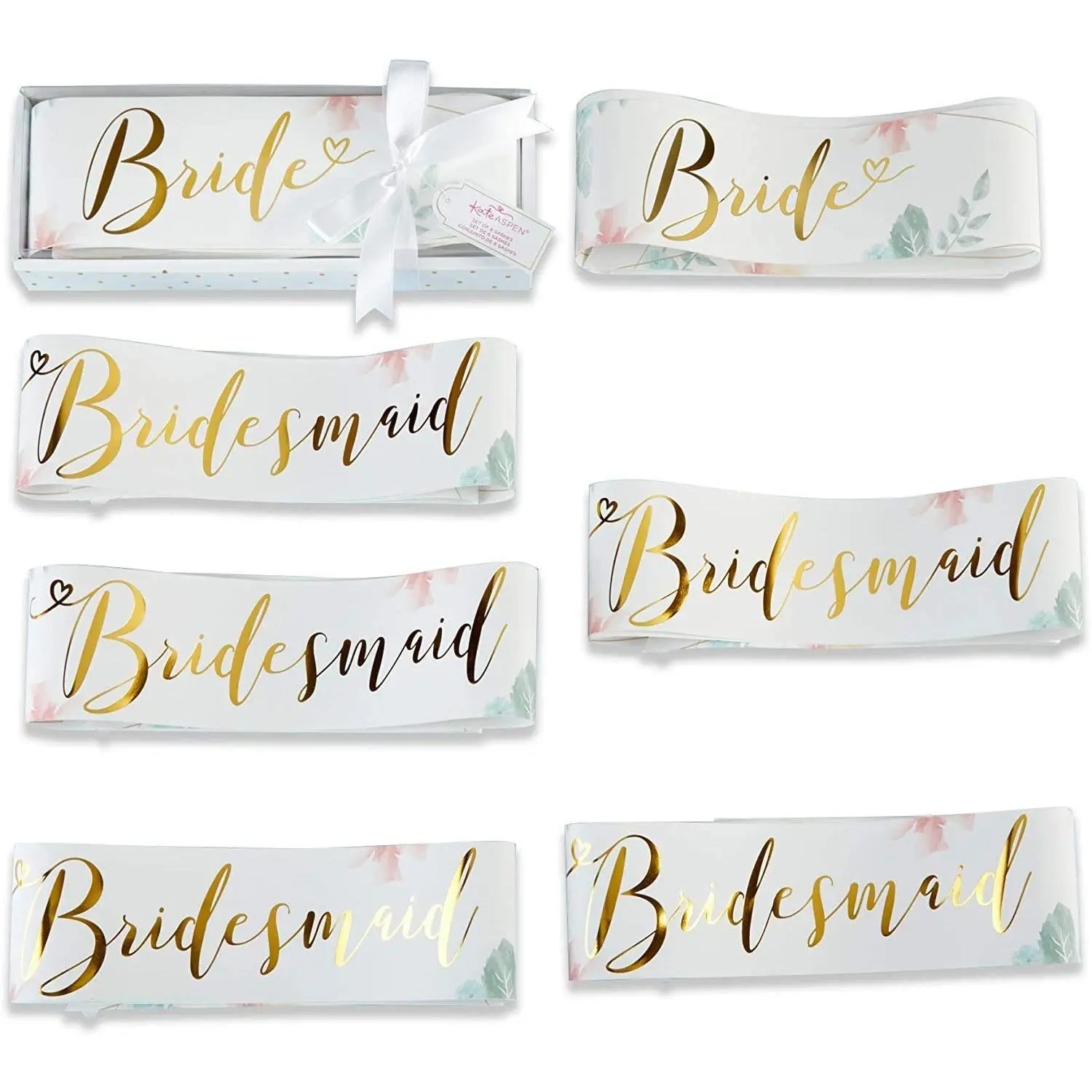 Kate Aspen Geometric Floral Bachelorette Sash Set (Set of 6) Party Kit for Bridal Showers