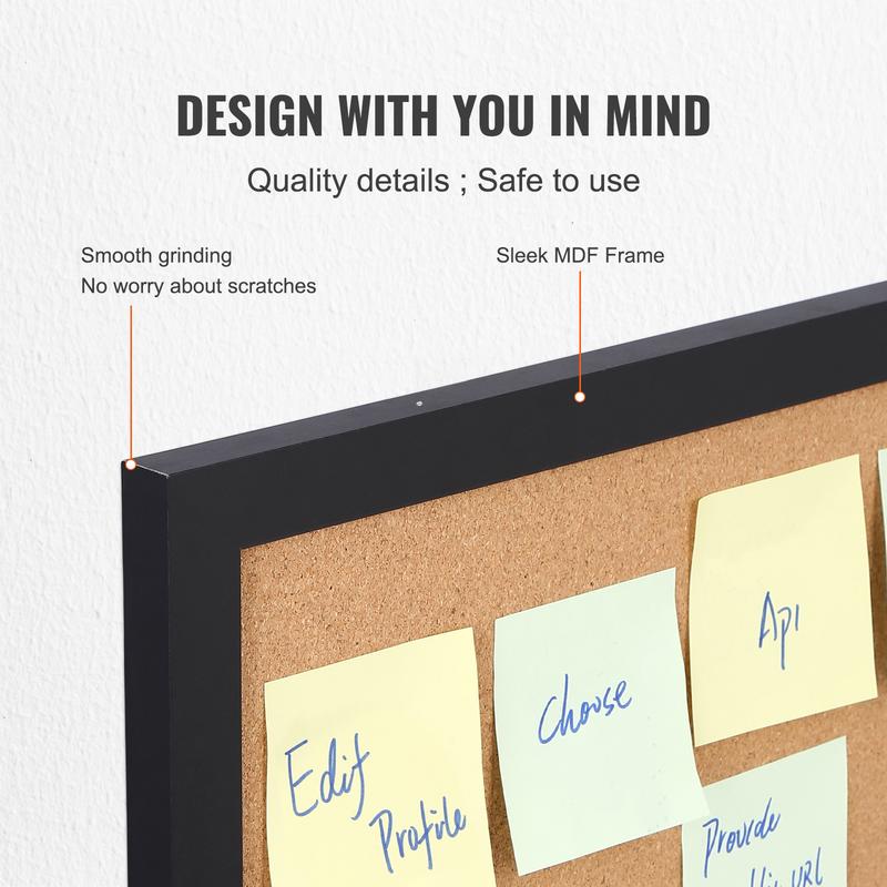 VEVOR Cork Board, TikTokShopBlackFriday, 24 x 18 inches, Double-sided Bulletin Board with MDF Sticker Frame, Vision Board Includes 10 Pushpins, for Display and Decoration in Office Home and School