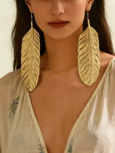 Feather Earrings for Women, Exaggerated Fashion Jewelry, Elegant Versatile Party Accessories, Stylish Big Ear Studs
