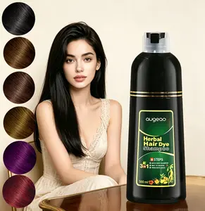Hair Dye Shampoo 3 in 1, Herbal Ingredient Coloring Shampoo for Men And Women, Long-lasting 100% Gray Hair Coverage, Plant Squalane, Nourishing, Moisturizing Gentle for Hair, Perfect for Daily Use Mother's DayGift 500ml/16.91oz with Plant