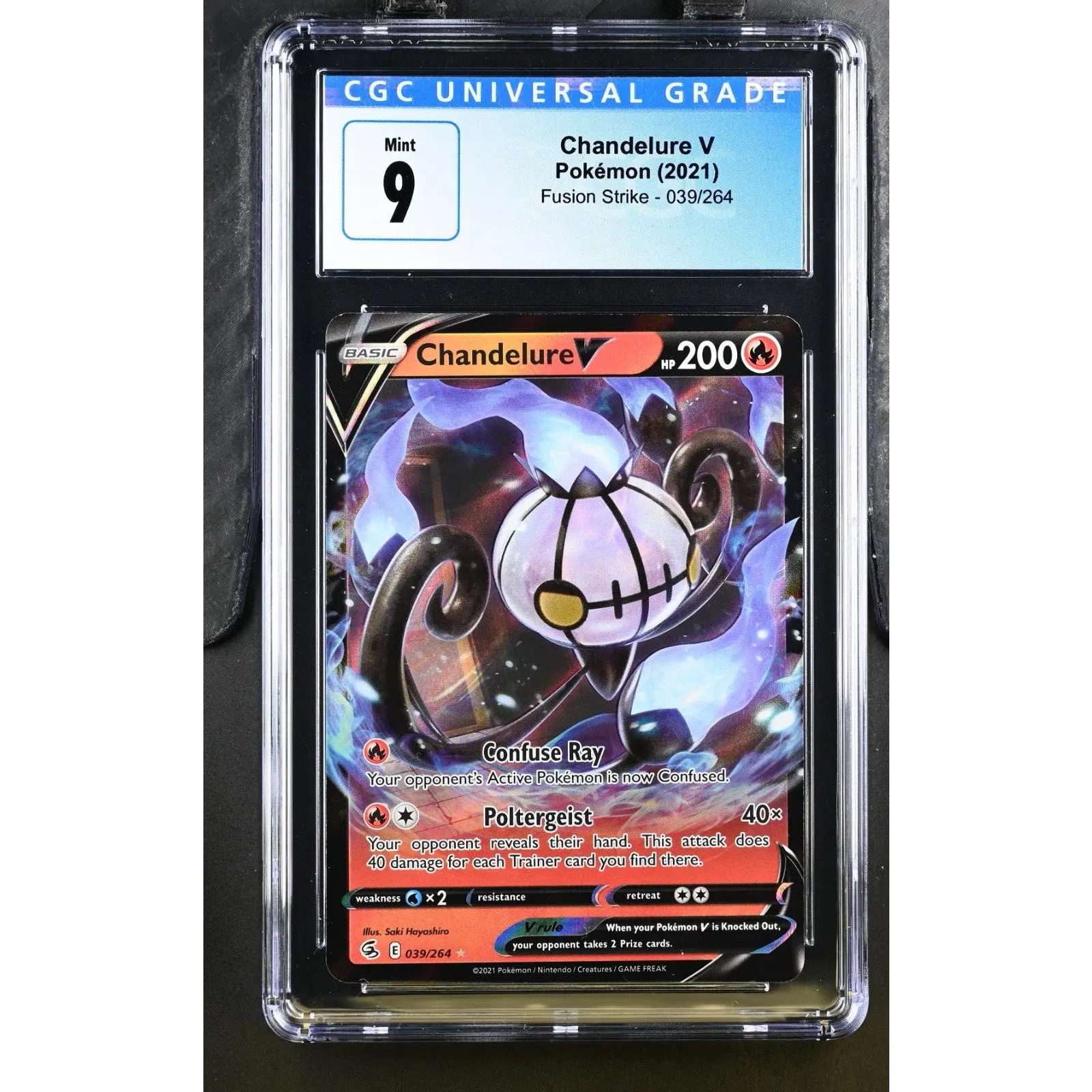 Pokemon 2021 Fusion Strike Chandelure V #039/264 CGC 9